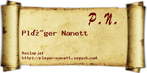 Pláger Nanett névjegykártya